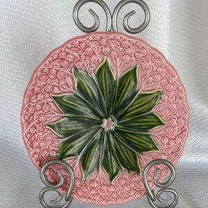 Antique SMF Germany Majolica Lily of the Valley Plate c.1912  6.5” inch…
